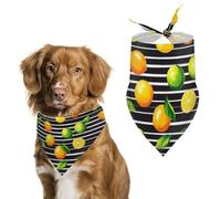 Lemons Oranges Black Strip Funny Dog Bandanas Cute Triangle Cat Pet Scarf Bib for Holiday Party Gift