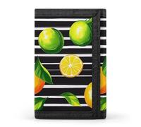 Lemons Oranges Black Strip Printed Trifold Wallet for Men Funny Credit Card Holder Wallet with Id Window
