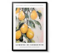 Lemons - Sorrento, Amalfi Citrus Tree Impressionism, Mediterranean-Inspired Still Life Wall Art, Home Decor Print Poster, Archival Matte, A1 (Framed) - 84.1x59.4cm