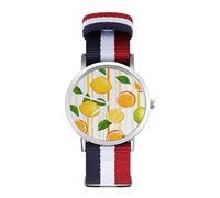 Lemons Stripes Background Casual Watch for Men Women Braided Strap Watches Non-Scale Three-Hand Wrist Gift