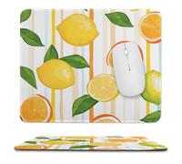 Lemons Stripes Background Non-Slip Mouse Pads Square Desk Mat Rubber Gaming Mousepad for Computer Laptop Gamers 9.8"x11.8"
