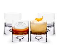 LEMONSODA Premium Crystal Bubble Base Whiskey Glass Tumbler - 9.5oz Set of 4 - Heavy Bottom Bubble Base - Great for Scotch Whiskey, Old Fashion, Manhattan, Bourbon, Cocktails