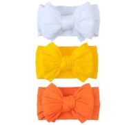 LemonSpace Handmade Baby Hair Bands for Girls Soft Stretchy Nylon Halloween Thanksgiving Hair Accessories with Bows Autumn Yellow Orange Newborn Baby Girls Toddler
