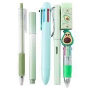 LEMONSTONE Ballpoint Pen Set, with Ballpoint Pen, Pencil, Multicoloured Pen, Highlighter, Eraser, Ballpoint Pen Set 6 Pieces, Birthday Gift Ideas for Girls and Boys (Avocado)