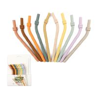 LEMONSTONE Pack of 10 Silicone Straws with Straw Cleaning Brush, Reusable Straws, 9 mm Wide Bend Straws, BPA-Free, Safe, 15.5 cm Length, Straws for Children and Elderly
