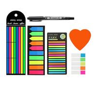 LEMONSTONE Self-Adhesive Page Marker Set, Index Sticky Notes Tabs, Colourful Sticky Notes Small Plastic, Coloured Page Marker with Marker Pen, Sticky Notes for Marking and Highlighting of Page