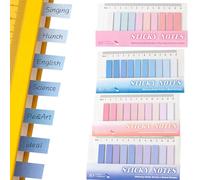 LEMONSTONE Self-Adhesive Page Markers, Pack of 800, Set of 4 Small Adhesive Strips with PET Ruler, Note List Displays, Adhesive Strips Writable, for Marking and Highlighting Pages, Repositionable