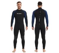 Lemorecn Men's Wetsuit 3/2mm Neoprene Full Wetsuits Back Zip Full Body Diving Suit for Swimming Diving Surfing Snorkeling Water Sports, BLACKBLUE,XXL