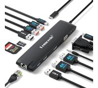 Lemorele 13 in 1 Laptop USB C Docking Station Dual Monitor Multiport Adapter HDMI Dock Triple Display with 2HDMI,VGA,2 10Gbps USB 3.1/2.0,USB C 3.1,PD,RJ45,SD/TF,3.5MM for HP,Surface,MacBook Laptops
