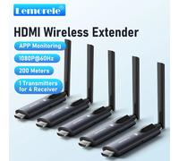 Lemorele 200m Wireless HDMI Transmitter and Receiver APP Monitor Video Transceiver Low Latency Plug and Play for PC TV Projector Only RX