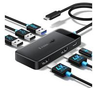 Lemorele Docking Station Dual Monitor - 6 in 1 USB C Hub 2*HDMI Adapter 4K, 3 USB 3.0/2.0, PD 100W Plug and Play for Dell/HP/MacBook/Surface Laptop