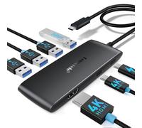 Lemorele Docking Station Dual monitor,7-in-1 USB C Hub with HDMI + DP Adapter 4K@60Hz, 3 USB 3.0/2.0 Ports,100W PD Fast Charging, Plug and Play for Dell/HP/Surface/Macbook Laptop