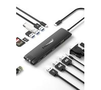 Lemorele Docking Station USB C Hub (13-in-1),Dual 4K HDMI,VGA,Gigabit Ethernet,10 Gbps Type-C 3.2,4 USB 3.2/2.0,PD 100W, Audio, SD/TF for Windows, Macbook