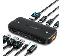 Lemorele KVM Switch 2 PC 1 Monitor [USB C Input]Docking Support 4K@60Hz,4 USB A/C for 2 Computers Share 1 Monitor Keyboard/Mouse/Printer,100W PD,3.5mm Audio for Windows,Mac