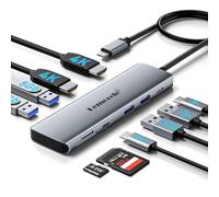 Lemorele laptop Docking Station Dual HDMI, 10-in-1 Aluminum USB C Hub 4K