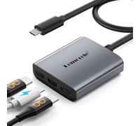 Lemorele USB-C to USB-C Video Splitter, Dual Monitor Expander with 4K@60Hz DP Alt Mode, 100W PD Charging, Compatible with Laptop, AR Glasses, Portable Monitor, Switch, Steam Deck & More Type-C Devices