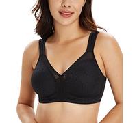 Lemorosy Full Coverage Non Padded Wireless Minimizer Bra Women's Plus Size Underwear Comfort and Double Support for Large Bust(Black,44D)