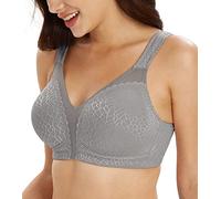 Lemorosy Full Coverage Non Padded Wireless Minimizer Bra Women's Plus Size Underwear Comfort and Double Support for Large Bust(Grey,44DD)