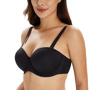 Lemorosy Multiway Contour Strapless Bra Women's Plus Size Full Coverage Underwire(Black,34D)