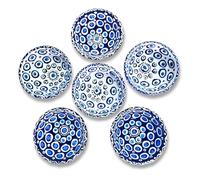 LEMOSE Handmade Small Ceramic Dipping Bowls Set of 6, Evil Eye Pattern