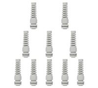 LeMotech 10Pcs NPT 1/4" IP68 Waterproof Cable Gland Flex Spiral Strain Relief Grey Nylon Joint with Gaskets for 4-8mm Wire Thread