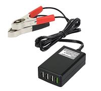 LeMotech 12V 24V to 5V DC Converter with Battery Terminal, 4 Port USB Power Adapter, Portable Charger for iPhone, iPad, Android and Tablets