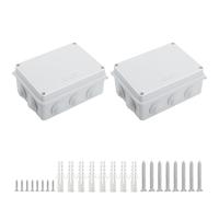 LeMotech ABS Plastic Dustproof Waterproof IP65 Junction Box Universal Electrical Project Housing White External Dimensions 150 x 110 x 70 mm (Pack of 2)