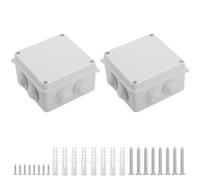LeMotech ABS Plastic Dustproof Waterproof IP65 Junction Box Universal Electrical Project Housing White External Dimensions 100 x 100 x 70 mm (Pack of 2)