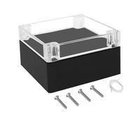LeMotech Electrical Box Clear Cover Project Box IP65 Waterproof Junction Box ABS Plastic Case Universal Enclosure for Electronics, Black 6.1"x 6.1"x 3.4"(160x160x90mm)(Pack of 1)