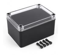 LeMotech Junction Box IP67 Waterproof Dustproof Project Box with Clear Cover ABS Plastic Outdoor Electrical Box for Electronics Black, External Size 4.9 x 6.9 x 3.9 inc