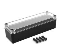 LeMotech Junction Box IP67 Waterproof Dustproof Project Box with Clear Cover ABS Plastic Outdoor Electrical Box for Electronics Black, External Size 3.1 x 9.8 x 2.8 inch