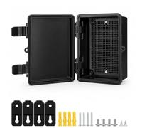 LeMotech Junction Box IP67 Waterproof Electrical Box Outdoor ABS Plastic Hinged Shell Project Box Universal Enclosure with Mounting Plate, Wall Brackets, Black, External Size 7.1 x 5.1 x 3.5 inch