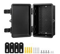LeMotech Junction Box IP67 Waterproof Electrical Box Outdoor ABS Plastic Hinged Shell Project Box Universal Enclosure with Mounting Plate, Wall Brackets, Black, External Size 8.3 x 5.1 x 4.3 inch