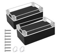 LeMotech Junction Box with Clear Cover IP65 Waterproof Project Box Dustproof ABS Plastic Electrical Project Boxes Universal Enclosure, Black 6.2"x 3.5"x 2.3"(158x90x60mm)(Pack of 2)