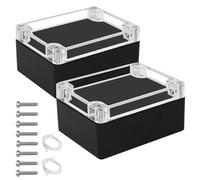 LeMotech Junction Box with Clear Cover IP65 Waterproof Project Box Dustproof ABS Plastic Electrical Project Boxes Universal Enclosure, Black 4.5"x 3.5"x 2.1"(115x90x55mm)(Pack of 2)