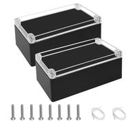 LeMotech Junction Box with Clear Cover IP65 Waterproof Project Box Dustproof ABS Plastic Electrical Project Boxes Universal Enclosure, Black 7.8"x 4.7"x 2.9"(200x120x75mm)(Pack of 2)