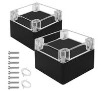 LeMotech Junction Box with Clear Cover IP65 Waterproof Project Box Dustproof ABS Plastic Electrical Project Boxes Universal Enclosure, Black 4.7"x 4.7"x 3.5"(120x120x90mm)(Pack of 2)