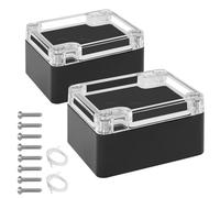 LeMotech Junction Box with Clear Cover IP65 Waterproof Project Box Dustproof ABS Plastic Electrical Project Boxes Universal Enclosure, Black 2.4"x 2.2"x 1.3"(63x58x35mm)(Pack of 2)