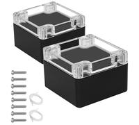 LeMotech Junction Box with Clear Cover IP65 Waterproof Project Box Dustproof ABS Plastic Electrical Project Boxes Universal Enclosure, Black 3.2"x 3.1"x 2.2"(83x81x56mm)(Pack of 2)