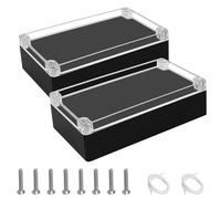 LeMotech Junction Box with Clear Cover IP65 Waterproof Project Box Dustproof ABS Plastic Electrical Project Boxes Universal Enclosure, Black 7.8"x 4.7"x 2.2"(200x120x56mm)(Pack of 2)