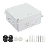 LeMotech Junction Box with Reserved Holes ABS Plastic Electrical Box IP65 Waterproof Dustproof Project Housing for Electronics White Outer Size 150 x 150 x 70 mm