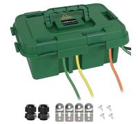 LeMotech Outdoor Electric Box, Outdoor Size, 35.8 x 24.5 x 14 cm, IP55 Waterproof Connection Box with Handle, Cable Security Box with 8 Cable Seal Input, for Socket, Timer, Power Strips, Green