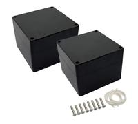 LeMotech Project Box ABS Plastic Distribution Box IP65 Waterproof Electrical Boxes Universal Housing Black Outer Size 120 x 120 x 90 mm (Pack of 2)
