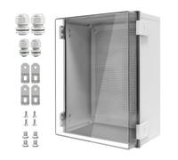 LeMotech Waterproof Distribution Box, IP65 Junction Box, ABS Plastic Housing with Mounting Plate, Wall Mount, Hinge Lid & Waterproof Connection, 400 x 300 x 180 mm, Transparent Control Cabinet