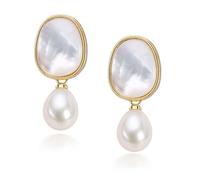 LEMOXIVI Gold Freshwater Baroque Pearl Dangle Drop Earrings For Women, Vintage Wedding Earrings for Brides Bridesmaids, Pearl Bridal Statement Earrings for Women, Prom Formal Party, Copper, No
