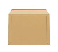 Lempac Rigid Board Mailer with Peel & Seal Strips 100 Pack - Heavy-Duty 400GSM Manila Card Envelopes for Secure Document Shipping with Easy-Open Red Tear Strip for Business & Office - 194mm x 292mm