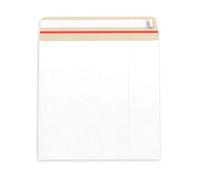 Lempac White All Board Envelopes with Red Rip Strip 100 Pack - Strong 350gsm Rigid Mailers for Secure Document Protection, Business Postal Mailing Solution for Important Papers & Items - 260mm x 260mm