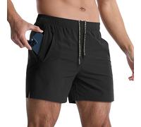 Lempue 2 Pack Mens Athletic Shorts 5 Inch Quick Dry Gym Workout Shorts Men Lightweight Sports Running Shorts with Pockets, Black（1 Pack）, Medium