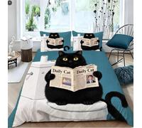 LEMRIXL Exquisite Double Quilt Cover 79"x79" Anime Cat A14757 | High Quality Double 3D Print Bedding Set, 200x200 cm, with 2 Pillowcases, Four Corner Straps Fixed Inner Core, All Season