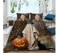 LEMRIXL Exquisite Double Quilt Cover 79"x79" Beige Ghost A14505 | High Quality Double 3D Print Bedding Set, 200x200 cm, with 2 Pillowcases, Four Corner Straps Fixed Inner Core, All Season